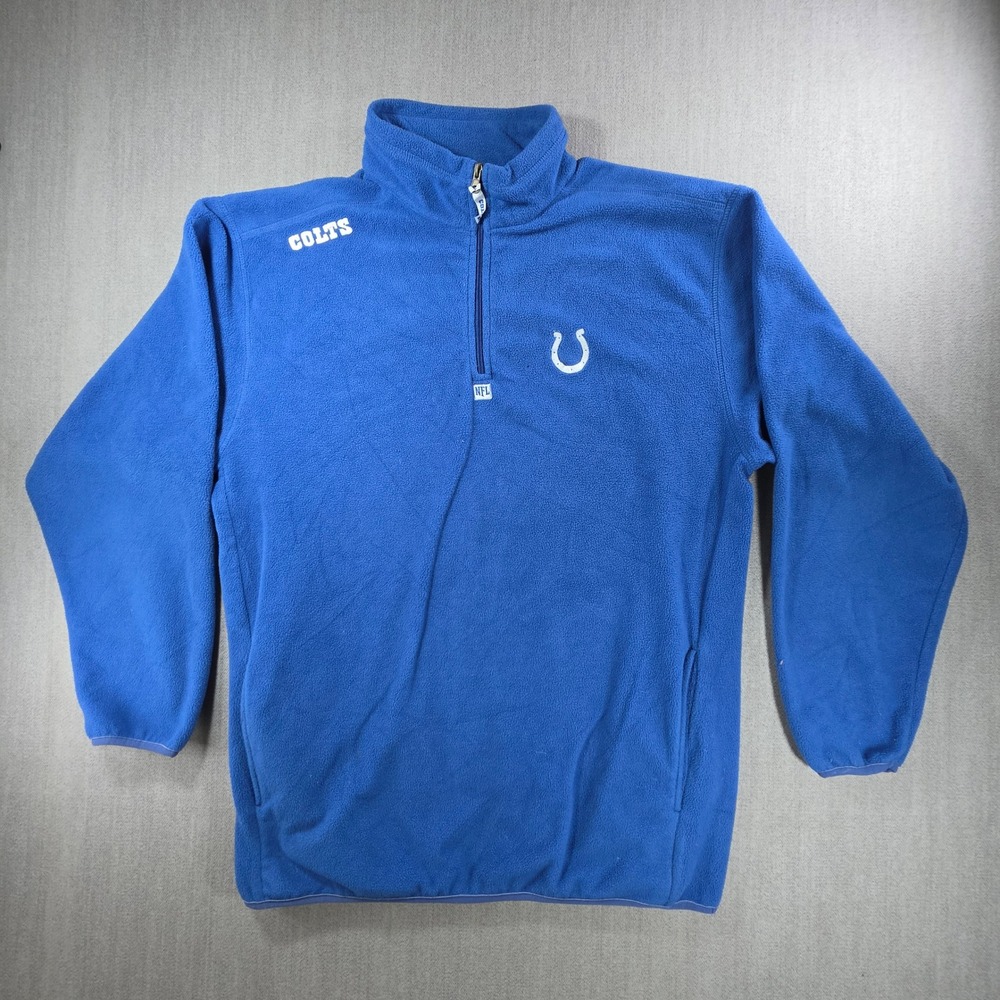 NFL Team Apparel Fleece Pullover Men XL Blue Indianapolis Colts Quarter Zip